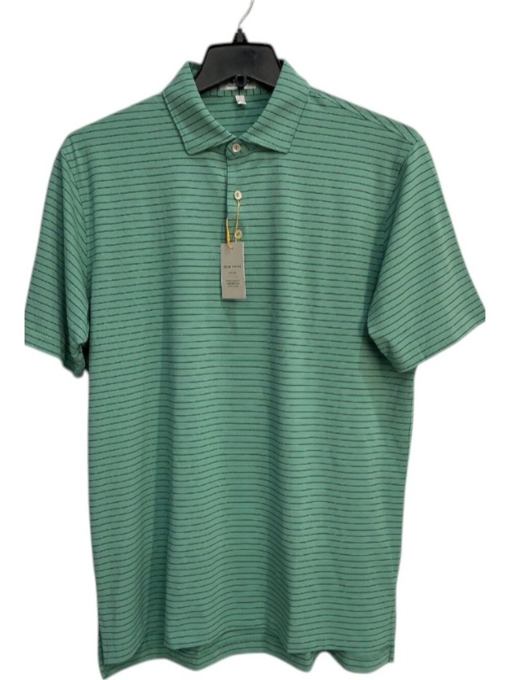 Peter Millar Summer Comfort Crown Stripe Polo MF26EK64S Mens L Frost Mint NWT